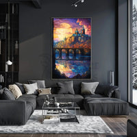 Enchanted Cityscape at Sunset Artistic Poster PosterGoat