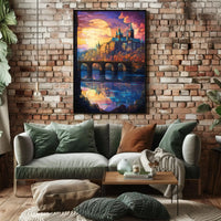 Enchanted Cityscape at Sunset Artistic Poster PosterGoat