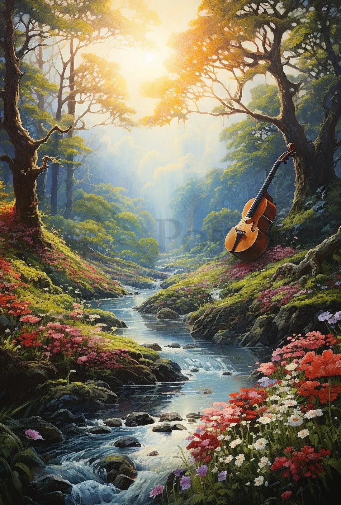Enchanted Forest Cello Artwork, Artistic and Pop Culture Poster PosterGoat