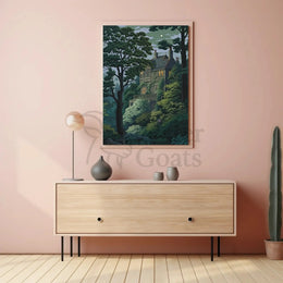 Enchanted Forest House Illustration Art Poster PosterGoat