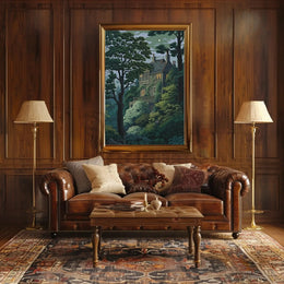 Enchanted Forest House Illustration Art Poster PosterGoat