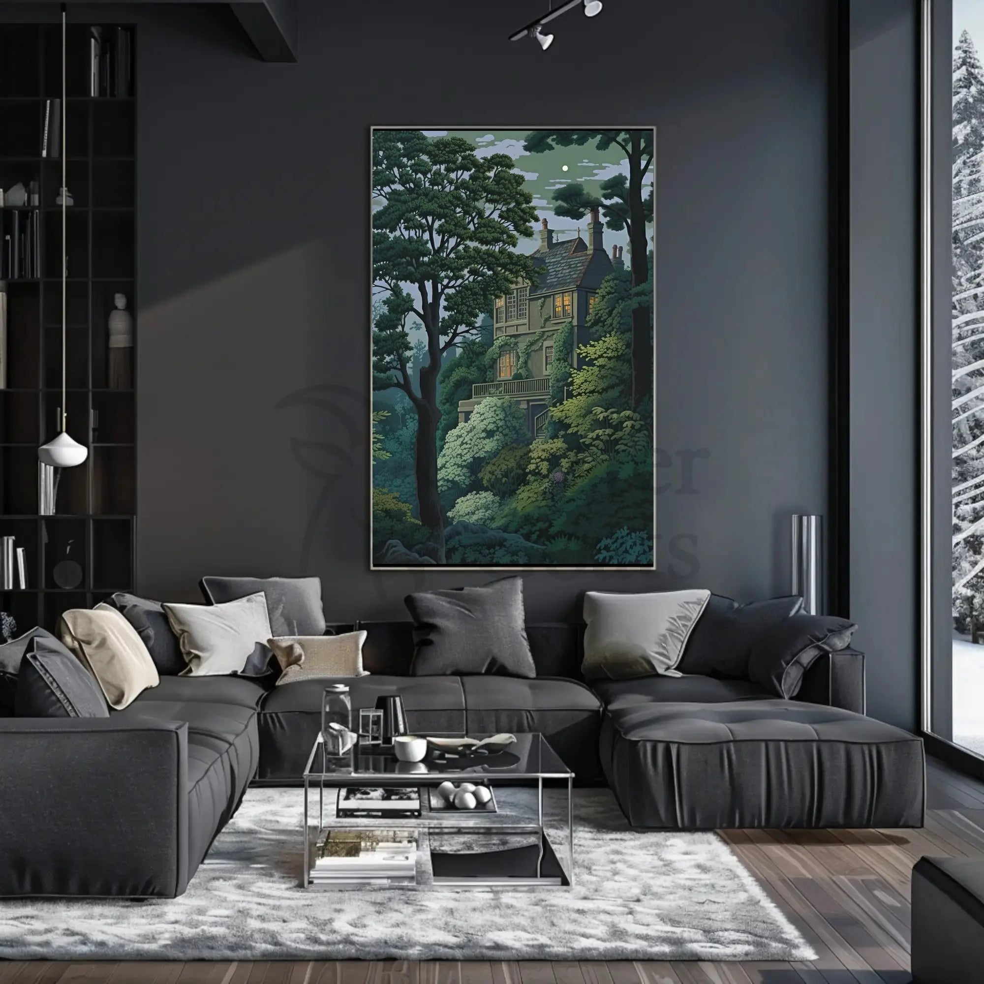 Enchanted Forest House Illustration Art Poster PosterGoat