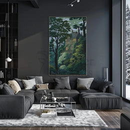 Enchanted Forest House Illustration Art Poster PosterGoat
