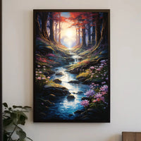 Enchanted Forest Stream Nature Scene Art Poster PosterGoat