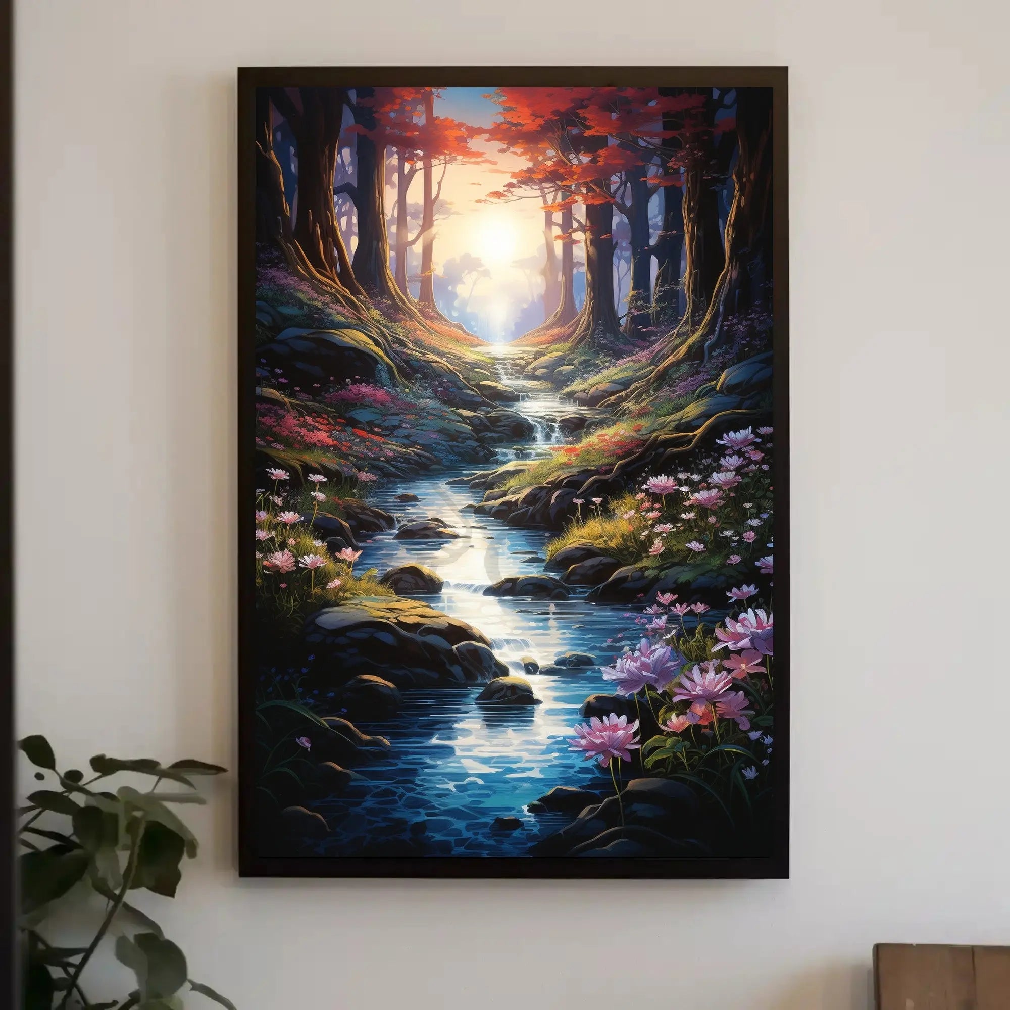 Enchanted Forest Stream Nature Scene Art Poster PosterGoat