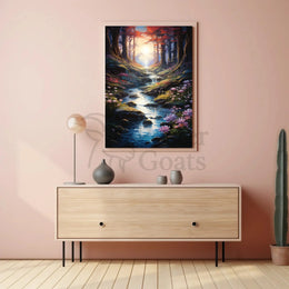 Enchanted Forest Stream Nature Scene Art Poster PosterGoat