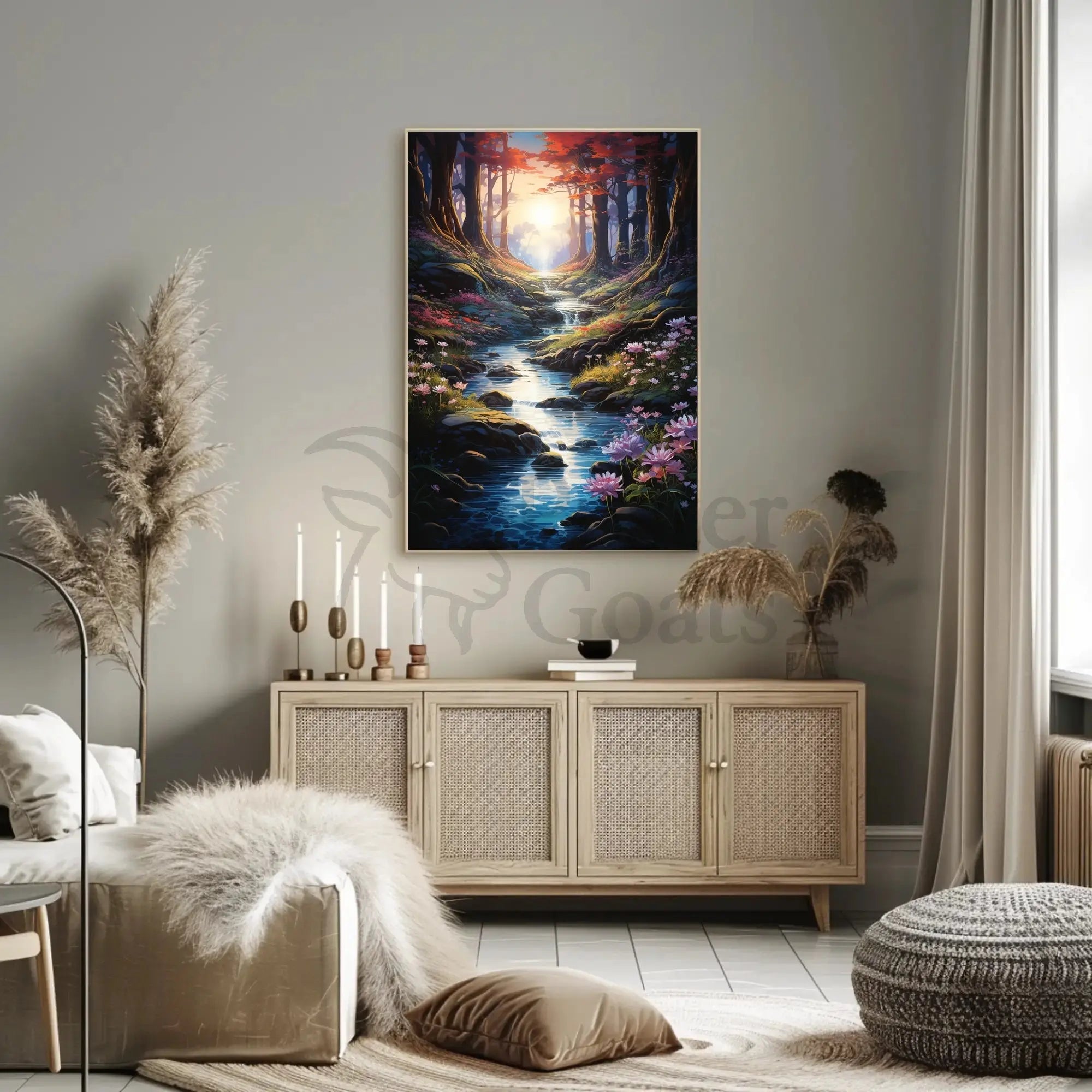 Enchanted Forest Stream Nature Scene Art Poster PosterGoat