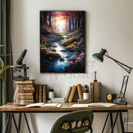 Enchanted Forest Stream Nature Scene Art Poster PosterGoat