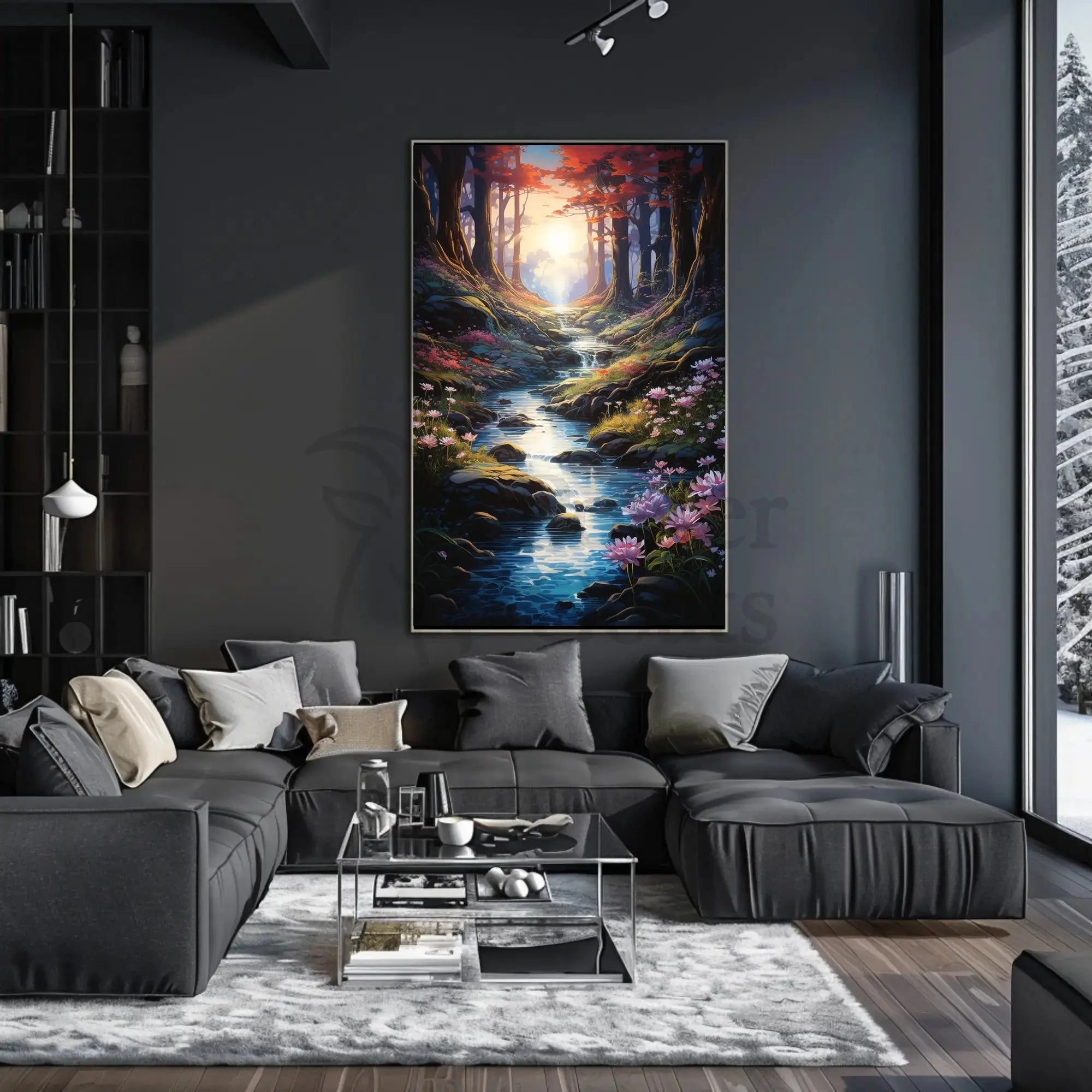 Enchanted Forest Stream Nature Scene Art Poster PosterGoat