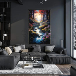Enchanted Forest Stream Nature Scene Art Poster PosterGoat