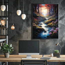Enchanted Forest Stream Nature Scene Art Poster PosterGoat