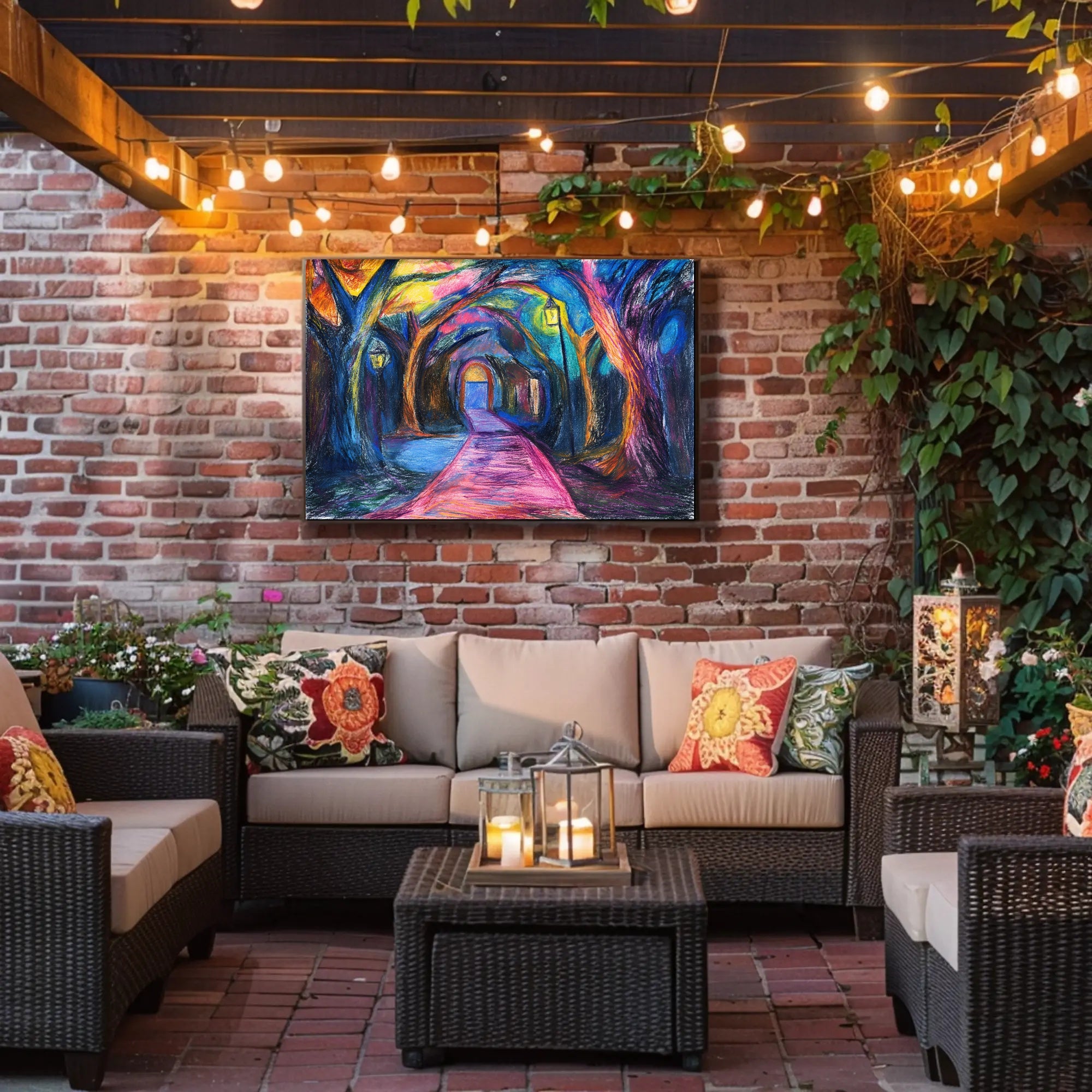 Enchanted Night Pathway Abstract Artistic Poster PosterGoat