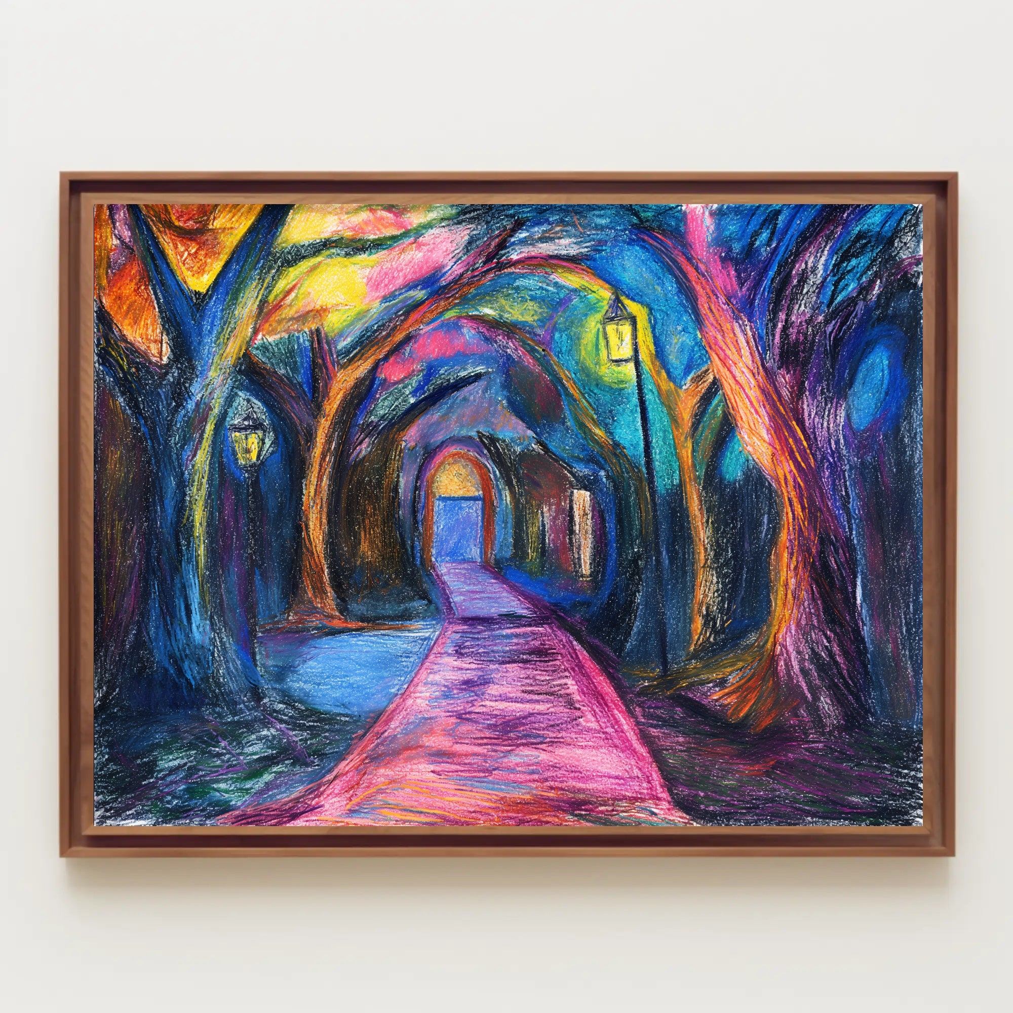 Enchanted Night Pathway Abstract Artistic Poster PosterGoat