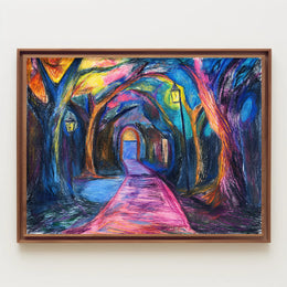 Enchanted Night Pathway Abstract Artistic Poster PosterGoat