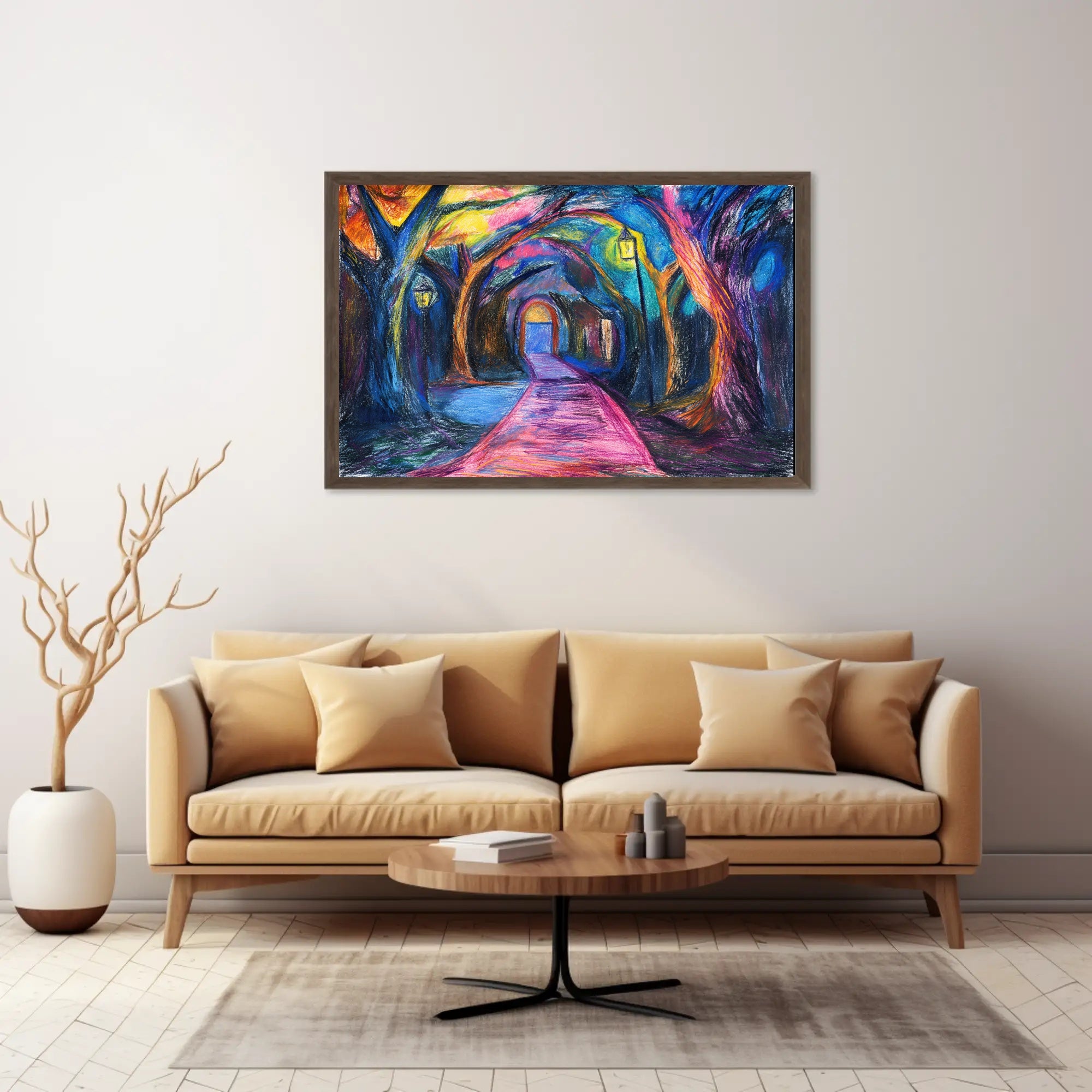 Enchanted Night Pathway Abstract Artistic Poster PosterGoat