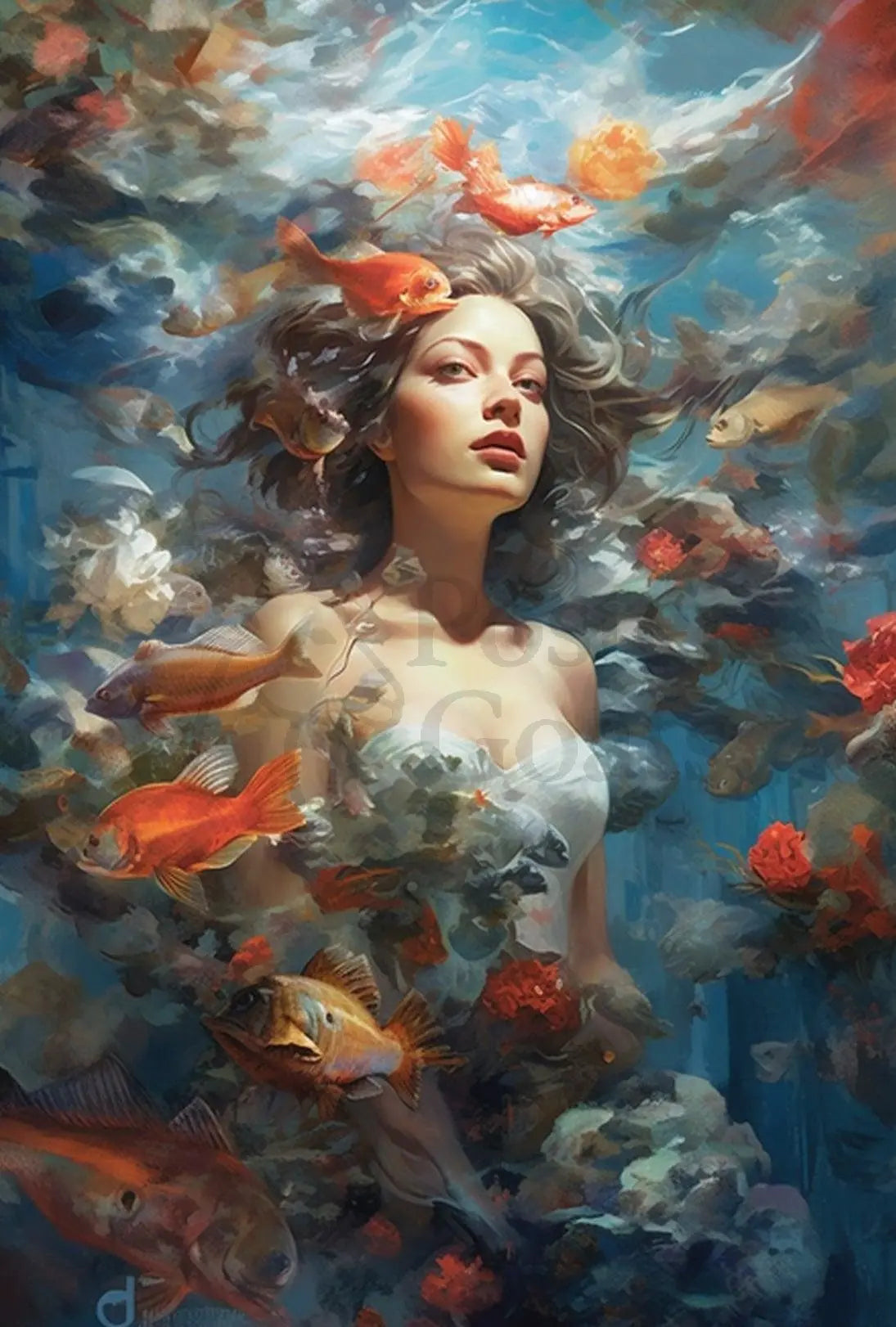 Enchanted Underwater Woman Fantasy Art Artistic Poster PosterGoat