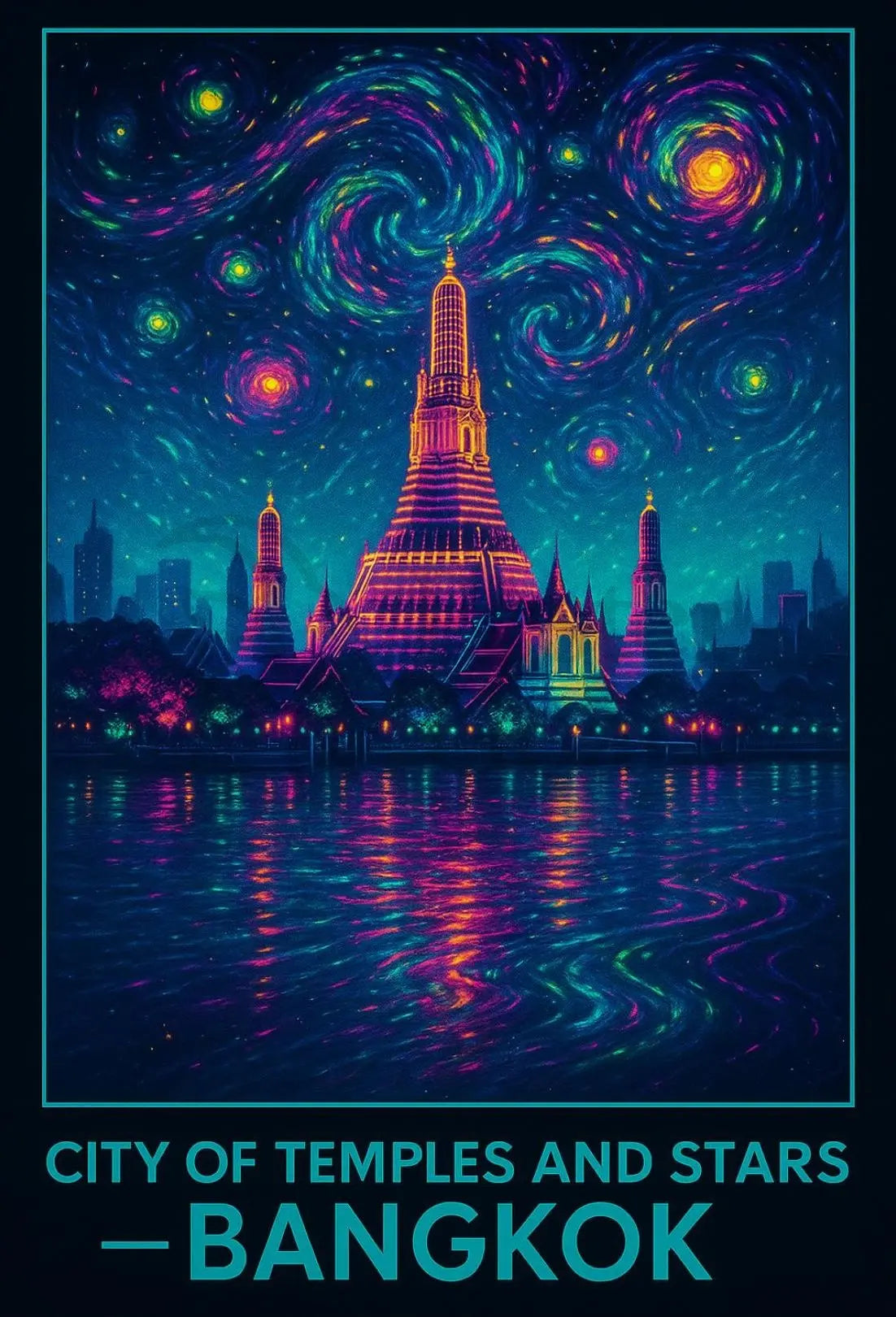 Enchanting Bangkok Starry Night Travel Poster PosterGoat