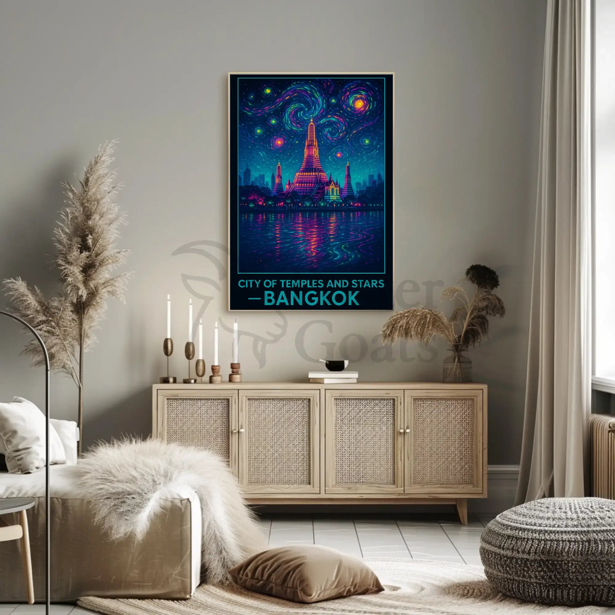 Enchanting Bangkok Starry Night Travel Poster PosterGoat