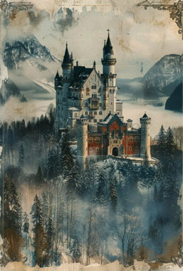 Enchanting Castle in Winter Wonderland Travel Poster PosterGoat