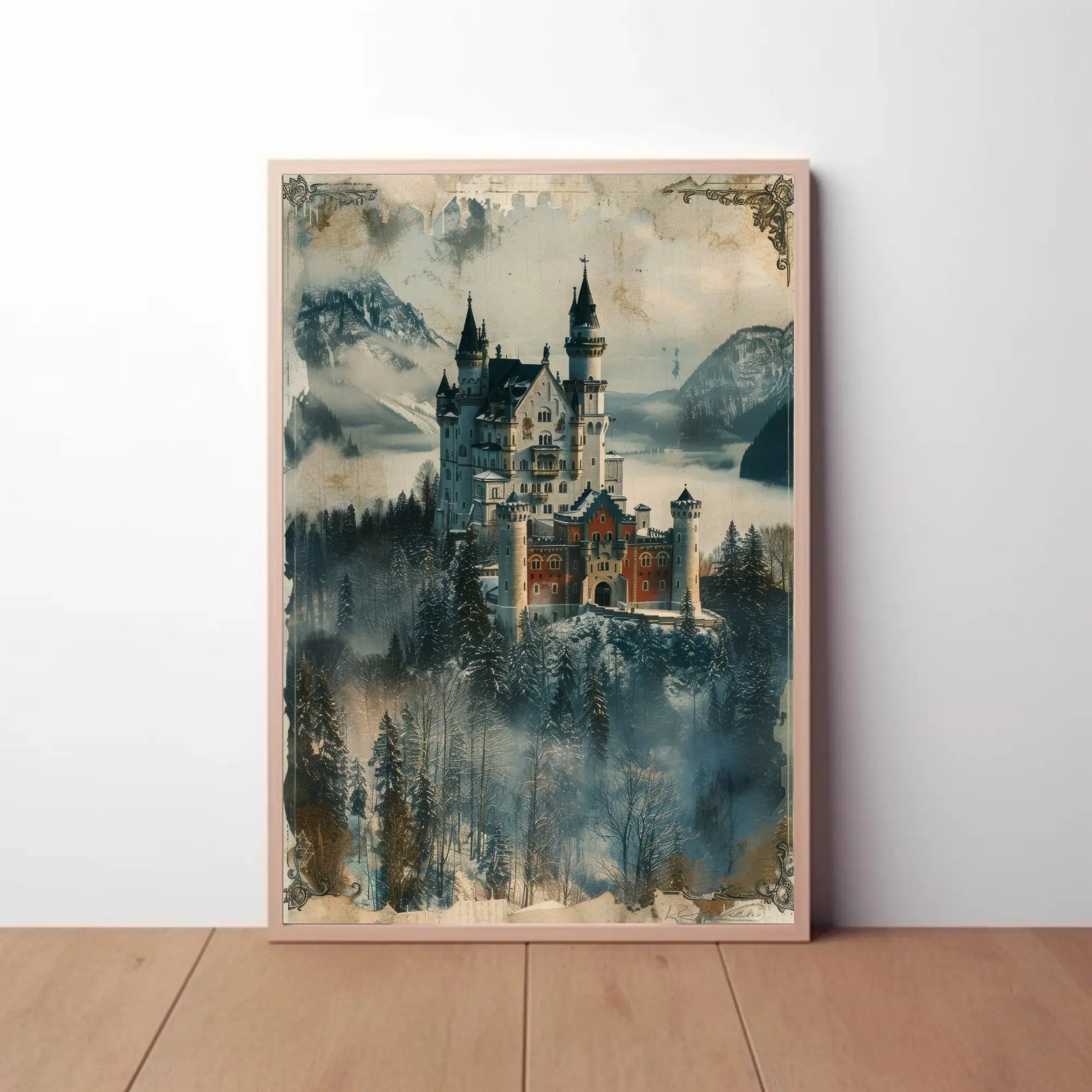 Enchanting Castle in Winter Wonderland Travel Poster PosterGoat