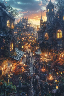 Enchanting Fantasy Marketplace Scene: Artistic Fantasy Poster PosterGoat