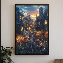 Enchanting Fantasy Marketplace Scene: Artistic Fantasy Poster PosterGoat