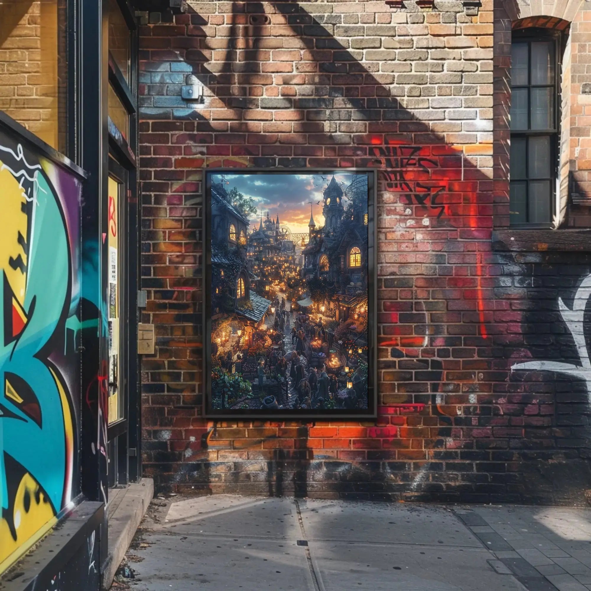 Enchanting Fantasy Marketplace Scene: Artistic Fantasy Poster PosterGoat