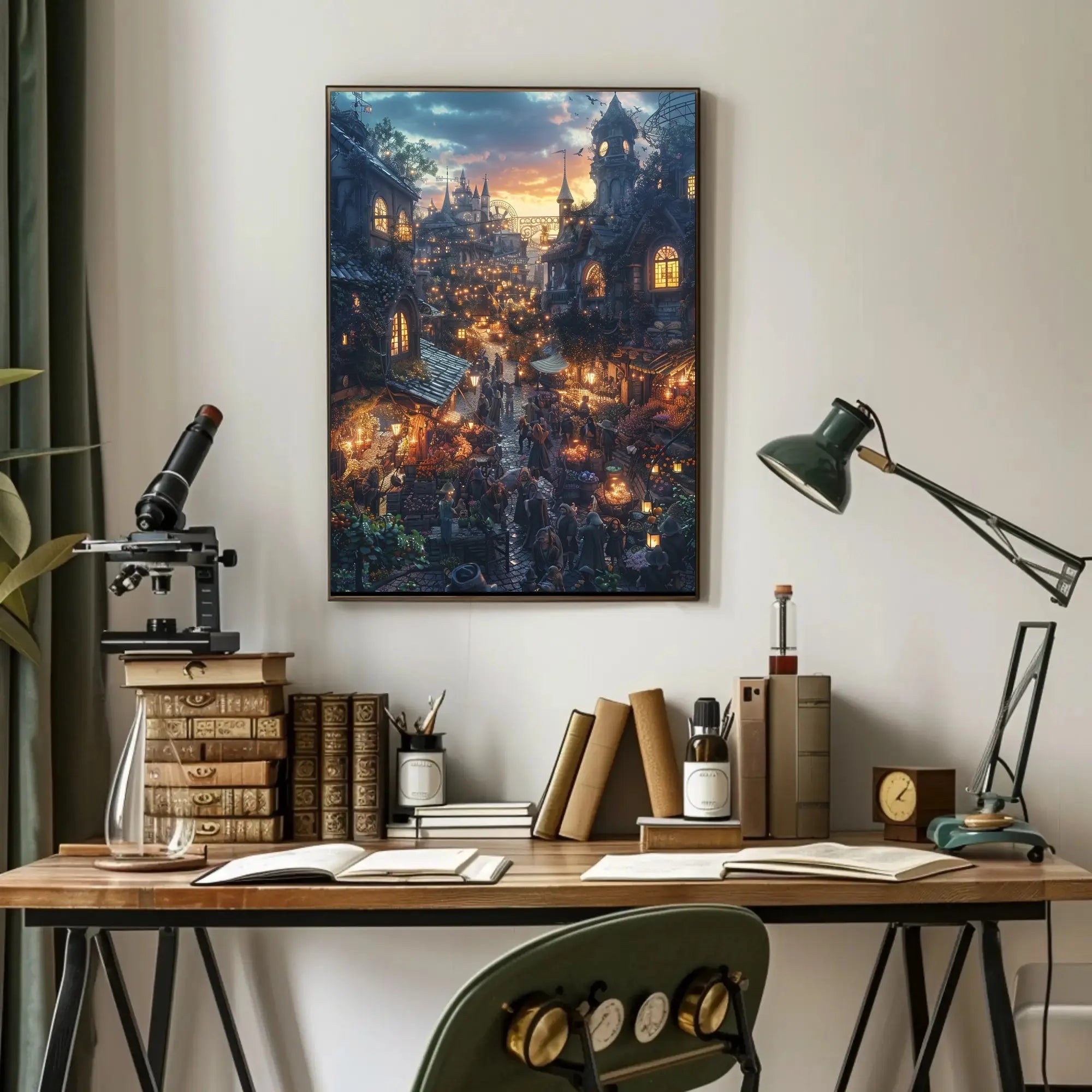 Enchanting Fantasy Marketplace Scene: Artistic Fantasy Poster PosterGoat