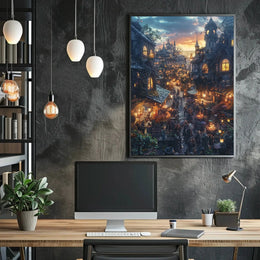 Enchanting Fantasy Marketplace Scene: Artistic Fantasy Poster PosterGoat