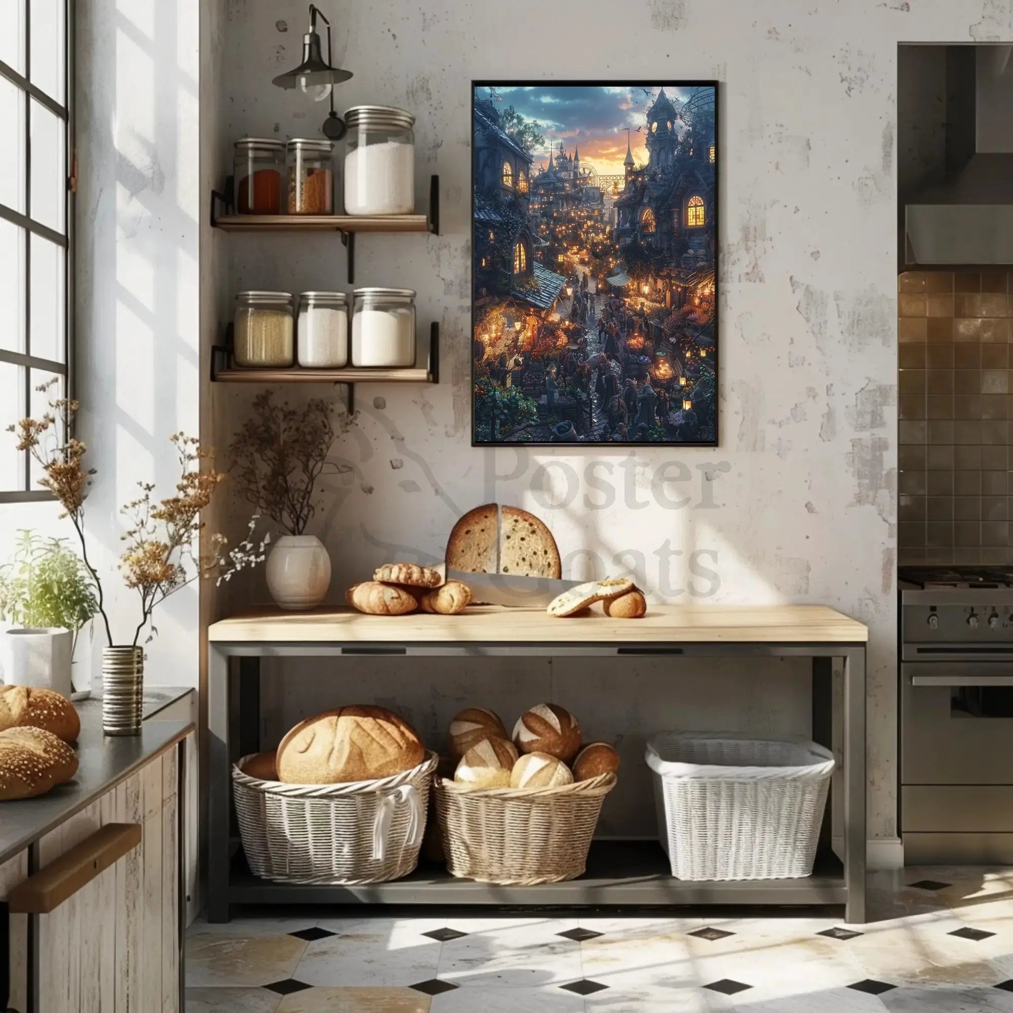 Enchanting Fantasy Marketplace Scene: Artistic Fantasy Poster PosterGoat