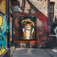 Endearing Straw Hat Cat Artistic Poster PosterGoat