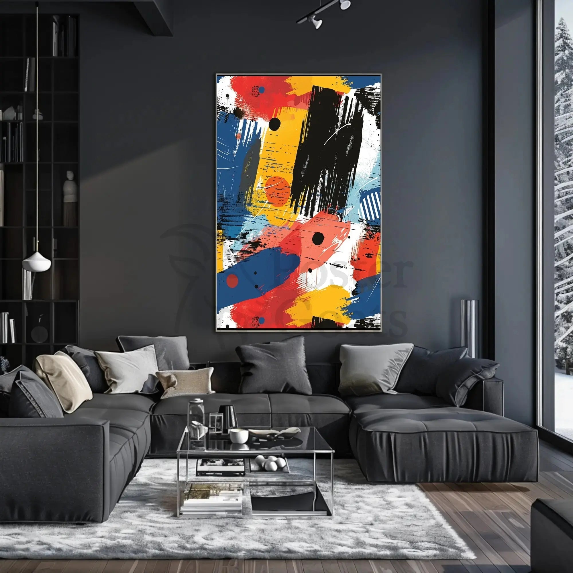 Energetic Chaos: Colorful Abstract Art Poster PosterGoat