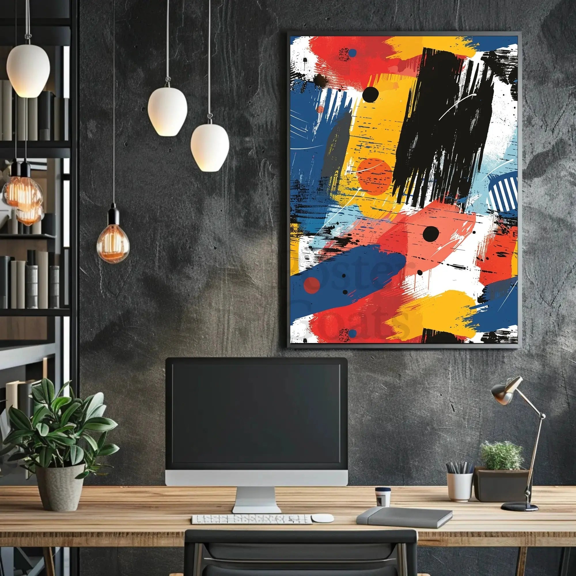 Energetic Chaos: Colorful Abstract Art Poster PosterGoat