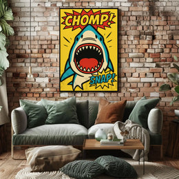 Energetic Comic Book Shark Pop Culture Poster PosterGoat