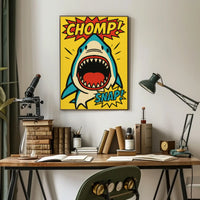 Energetic Comic Book Shark Pop Culture Poster PosterGoat