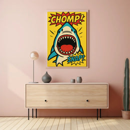 Energetic Comic Book Shark Pop Culture Poster PosterGoat