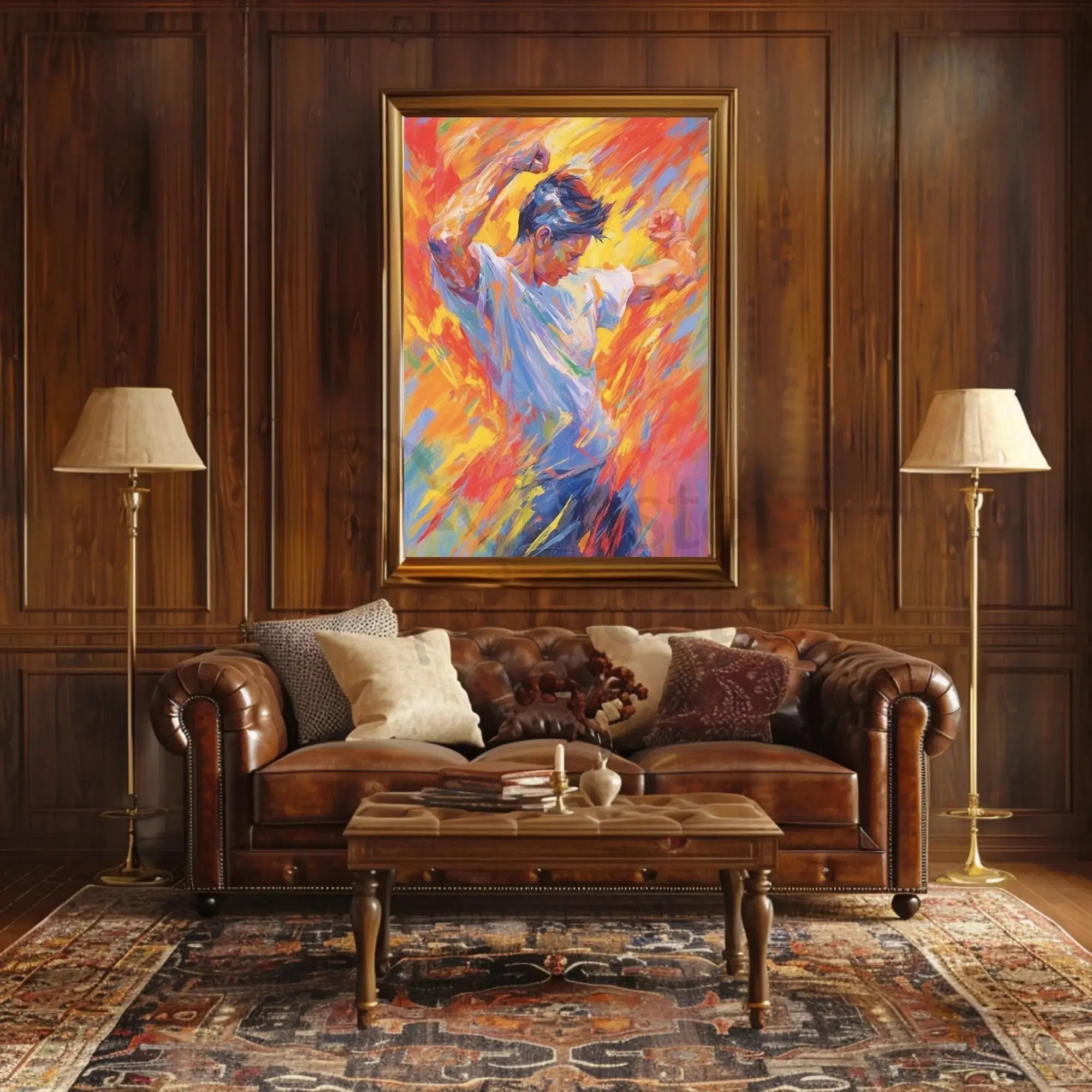 Energetic Expression in Motion Artistic Poster PosterGoat