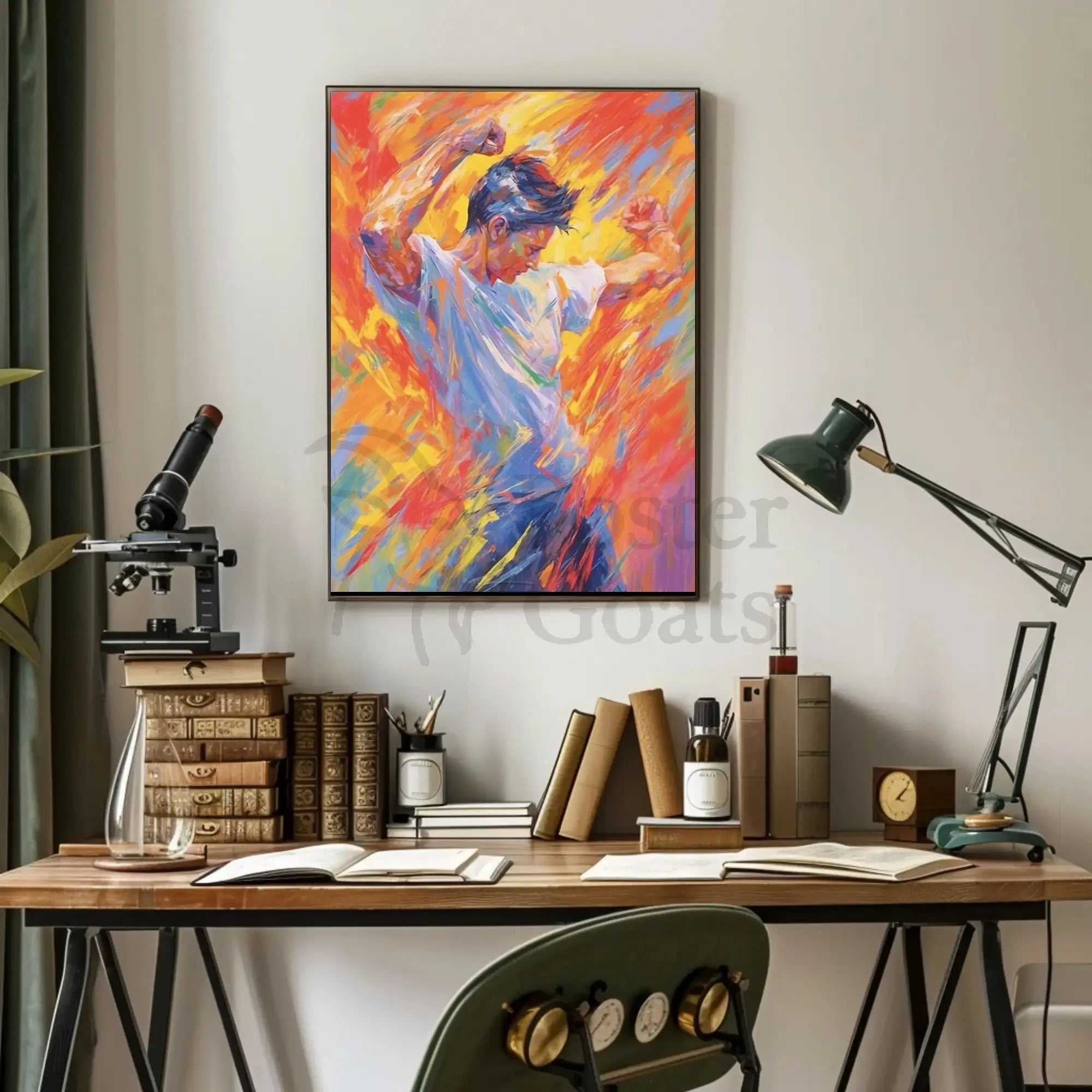 Energetic Expression in Motion Artistic Poster PosterGoat