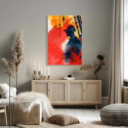 Energetic Industrial Silhouette Abstract Art Poster PosterGoat