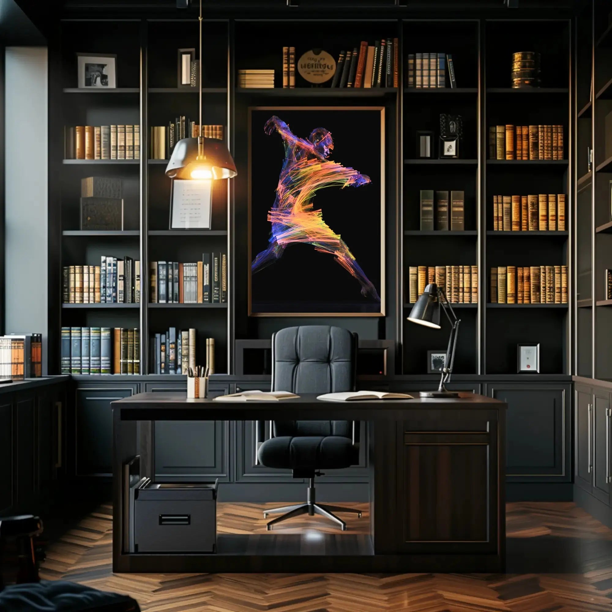 Energetic Neon Brushstrokes Movement Abstract, Artistic, or Pop Culture Poster PosterGoat