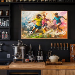 Energetic Soccer Game Art in Sports Poster PosterGoat