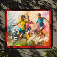 Energetic Soccer Game Art in Sports Poster PosterGoat