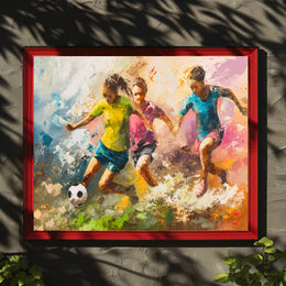 Energetic Soccer Game Art in Sports Poster PosterGoat