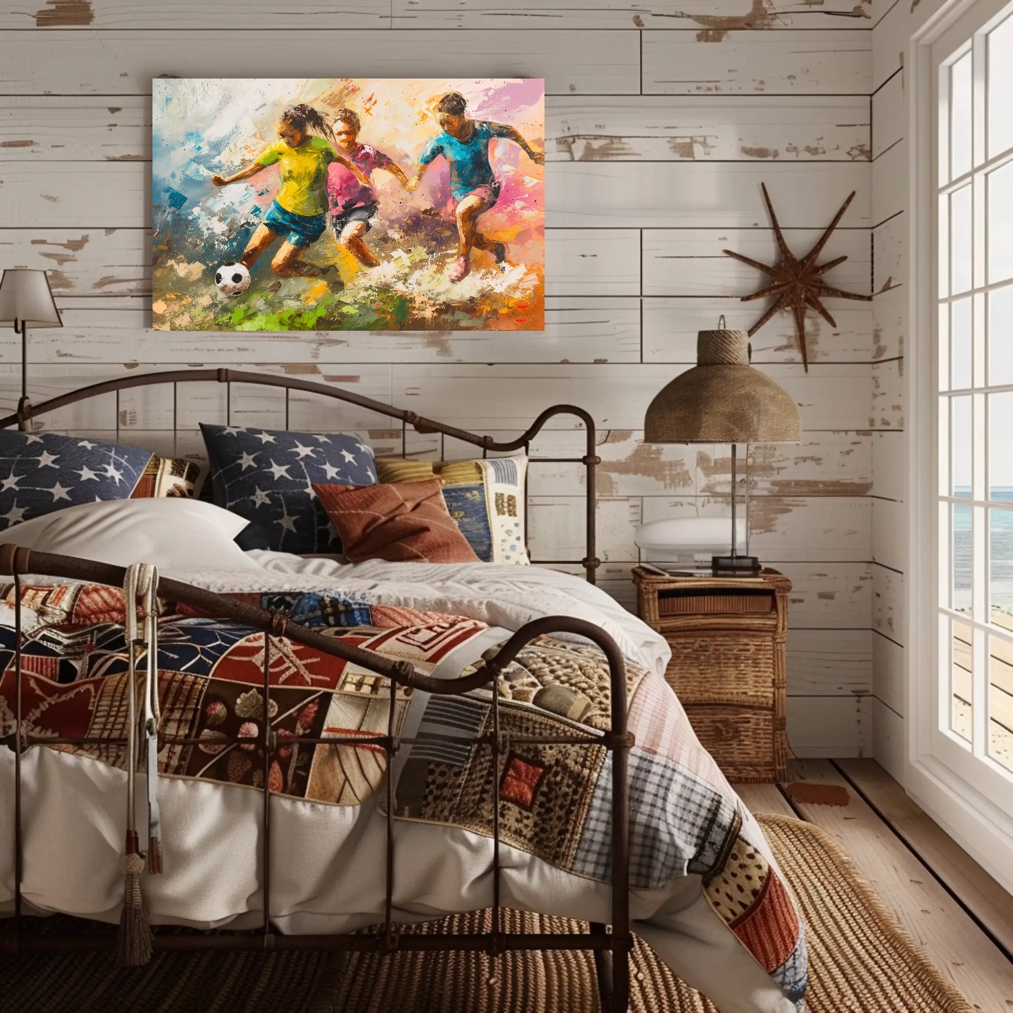 Energetic Soccer Game Art in Sports Poster PosterGoat