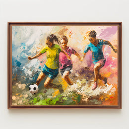 Energetic Soccer Game Art in Sports Poster PosterGoat