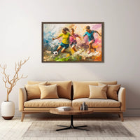 Energetic Soccer Game Art in Sports Poster PosterGoat