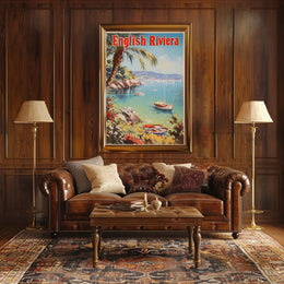 English Riviera Vintage Travel Scene Travel Poster PosterGoat