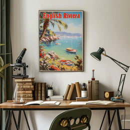English Riviera Vintage Travel Scene Travel Poster PosterGoat