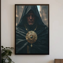 Enigmatic Medieval Figure in Fantasy Setting Artistic Poster PosterGoat
