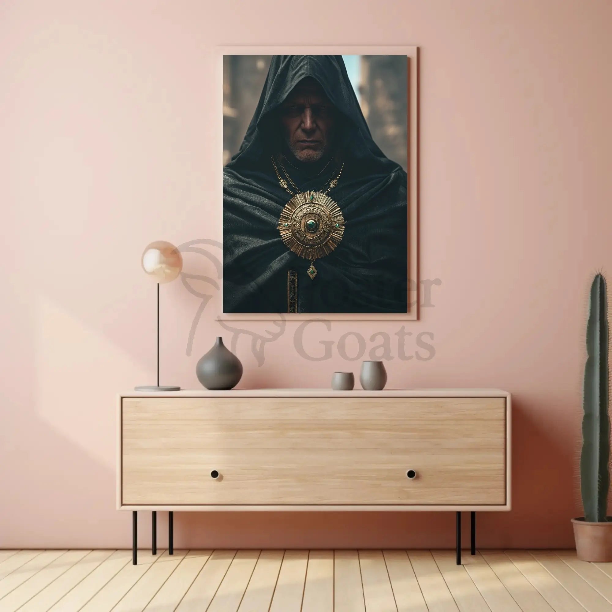 Enigmatic Medieval Figure in Fantasy Setting Artistic Poster PosterGoat